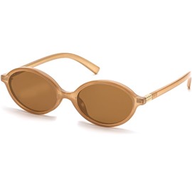 ViewJoy Retro Oval Sunglasses for Women Vintage 90s Y2K Trendy Designer Brown Sun Glasses