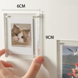 12-Piece Acrylic Magnetic Photo Frame Set - Double-Sided Clear Mini Holders for Fridge/Office/Lockers - Display Cards, Notes, Stamps and Photos -Reusable Picture Clips