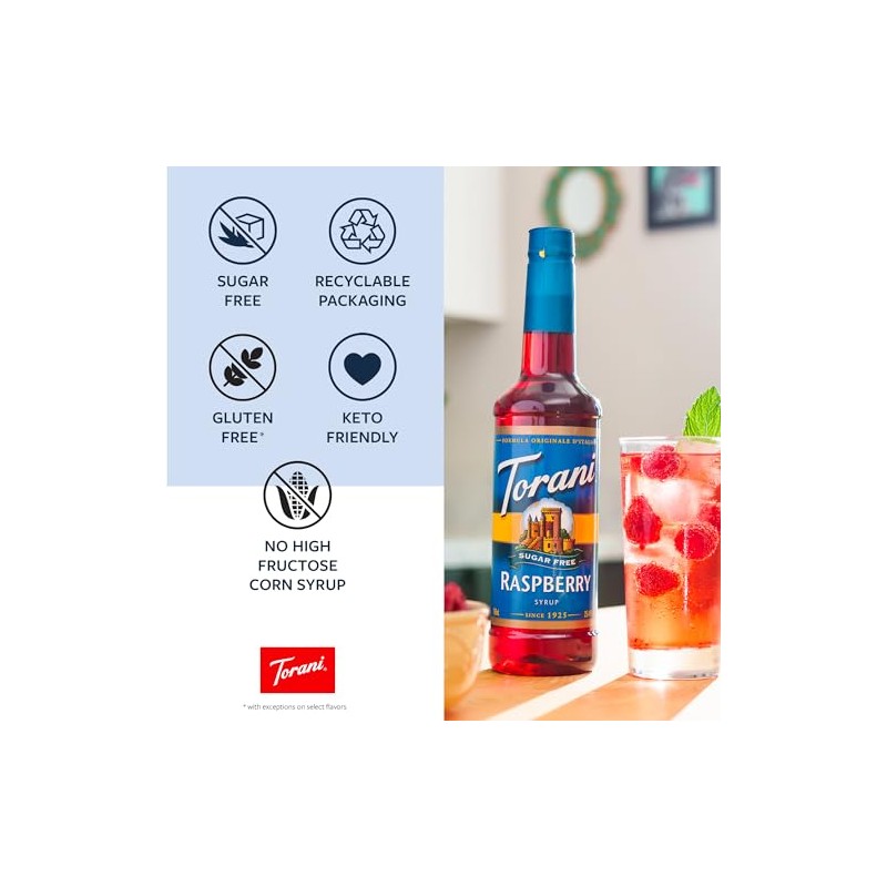 Torani Sugar-Free Flavored Drink Syrup, Brown Sugar Cinnamon, 12.7 Fl