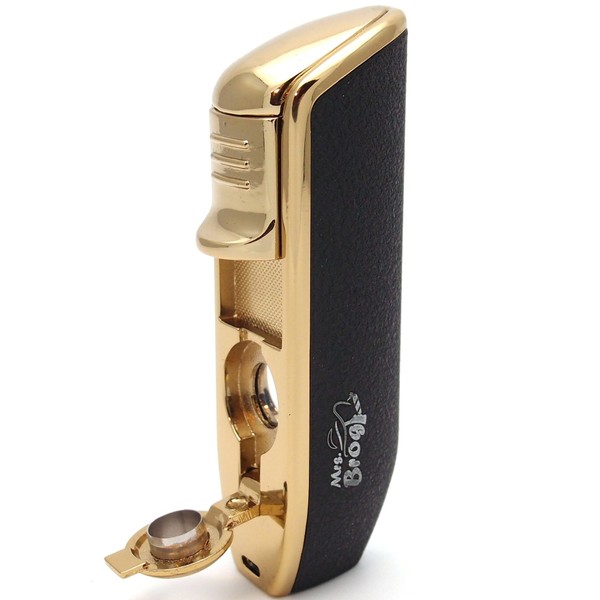 Mrs. Brog Cigar Lighter Triple Flame Torch with Built in Cigar Punch (Butane Gas Not Included) - Pocket Size 3 Adjustable Wind Proof Jet Flames - Ergonomic Grip