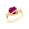 AFFY Heart Shape Simulated Ruby In 14K Yellow Gold Over