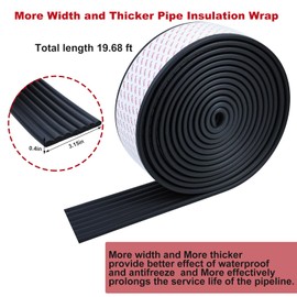 Pipe Insulation Tape Cold Weather Outdoor Wide 19.6ft x 3.15" Weather Resistant Water Pipe Foam Insulation Tape Waterproof Self Adhesive Water Pipe Insulation Wrap Tape Black for Freeze Protection