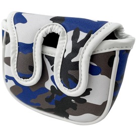 Gbourly Golf Club Blue Camouflage Square Mallet Putter Cover Camo Magnetic Center Shafted PU Leather Headcover