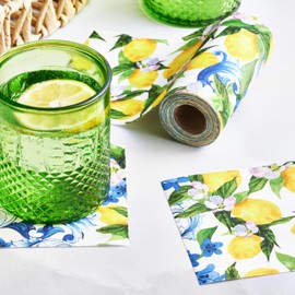 CECI New York X MY DRAP Fiorella Cotton Cocktail Napkins, Single-use or reuseable (4.5" x 4.5" - 50 Units per Roll)