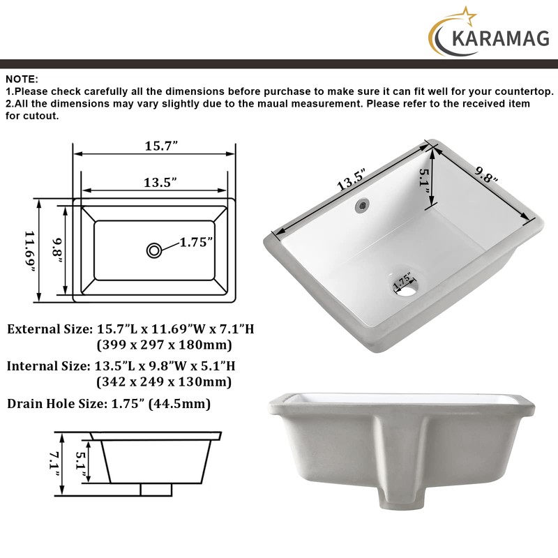 16 Inch Undermount Bathroom Sink Small Rectangle Undermount Sink White