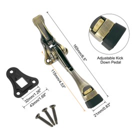 QUARKZMAN 4 Inch Kickdown Door Stop, One Button Pedal Door Stop, Height Adjustable Rubber Foot, (Bronze, 1 Pack)
