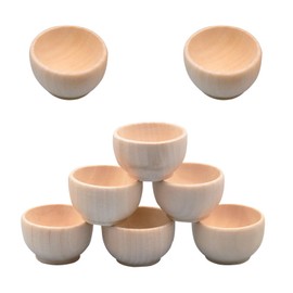 ChenYuehao 8Pcs Smooth Surface Wood Condiment Bowls Comfortable Touch Wooden Dough Bowls Unpainted Mini Wooden Bowls for Drawing Wood Crafts Bowls