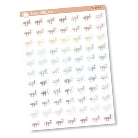 Appointment Planner Stickers, Script "Appt" Labels, Color Print Planning Stickers | F4 Rainbow | S-364-R