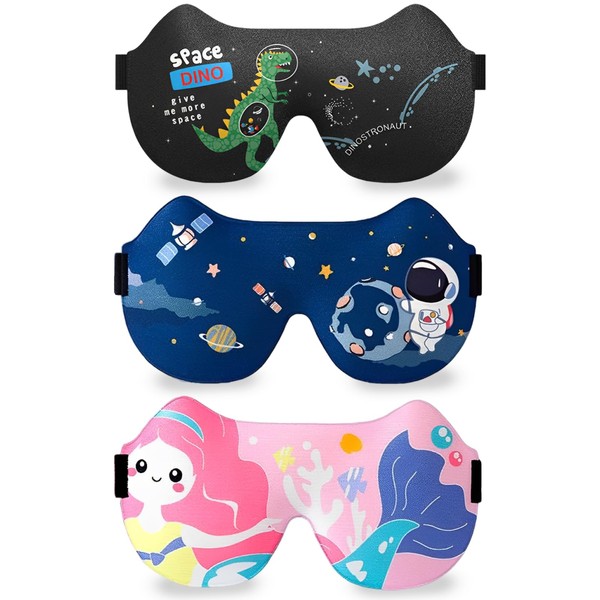 3 Pack Kids Eye Masks for Sleeping, 3D Sleep Masks