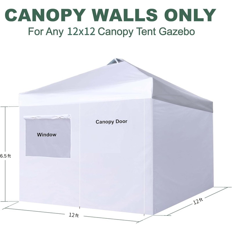 SCOCANOPY Sidewalls 12x12ft Complete Closure Sunwalls for Most 12x12 Canopy