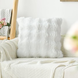 Artoid Mode Cream White Soft Faux Fur Bubbles Puffy Cushion Covers Set of 2, 40x40 cm Fluffy Plush Velvet Decorative Pillow Case Cover Sofa Decor