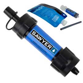 Sawyer Mini PointOne Water Filter, Outdoor Water Purifier, Drinking Water Economy Set With 3 x 1 L, 2 x 2 L, 1 x 1 L Drinking Bag, blue
