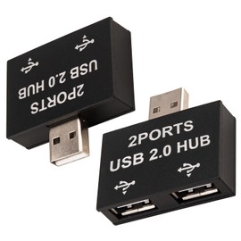 Leehitech 2 Pack USB2.0 Hub, 2 Port USB Splitter Charger Adapter Fast Data Transfer and Charging for Surface Pro, Notebook, PC, iMac Pro, MacBook Air, Laptop, USB Flash Drives (Black)