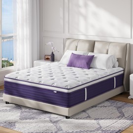 Twin Mattress, 10 Inch Hybrid Mattress in a Box with Handles, Lavender Gel Memory Foam Bed Pad, Pocket Springs for Motion Isolation & Edge Support, 365 Night Trial, Fiberglass-Free, CertiPUR-US