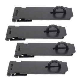 Joyangy 4-Pack 5 Inch Heavy Duty Stainless Steel Padlock Hasp, Black Door Lock Hasp Latch, Security Gate Lock Latches with Screws, Ideal for Outdoor Gates, Sheds, Cabinets, and Drawers