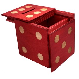 Winshare Puzzles and Games Puzzle Box Enigma Dice Cube - Money and Gift Holder in a Wooden Magic Trick Lock with Hidden Compartment Piggy Bank Brain Teaser Game (Red)