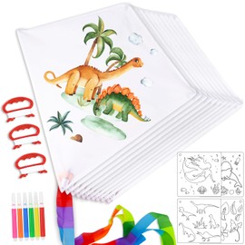 FORMIZON Children's Kite, DIY Dragon Set, Craft Design, Flight Kite, Single Line, 50 x 60 cm, Kite for Children with 30 m Kite Cord, Outdoor Game for Boys and Girls, Delta Kite (Pack of 10)