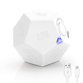 Pomodoro Timer, 11 Preset Time Productivity Timer, Ring/Vibrate Mode Productivity Cube, Type C Rechargeable Kitchen Cooking Timer for Cooking, Learning, Exercise and Beauty-White