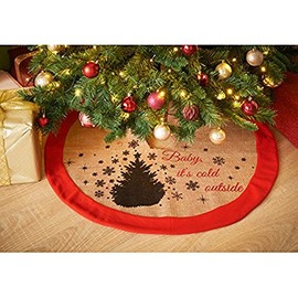 Luxury Jute Christmas Tree Skirt Xmas Decoration - Baby Its Cold Outside