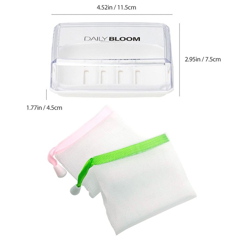 Plastic Soap Dish with Clear Lid Transparent Soap Case Holder