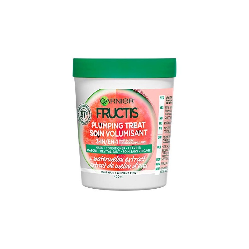 Garnier Fructis Plumping Treat - Mascarilla capilar 3 en 1