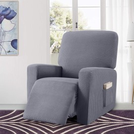 Granbest Premium Water Repellent Recliner Chair Cover High Stretch Jacquard Fabric Recliner Slipcover with Pockets (Recliner, Light Gray)