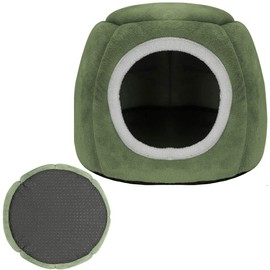 21 cm Small Pet Nest, Hamster House Bed, Chinchilla Small Pet Bed, Warm Pet Bed, Guinea Pig Bed for Hedgehog, Rat, Squirrel, Lizard, Frog, Gecko, Chameleon (Green, S)