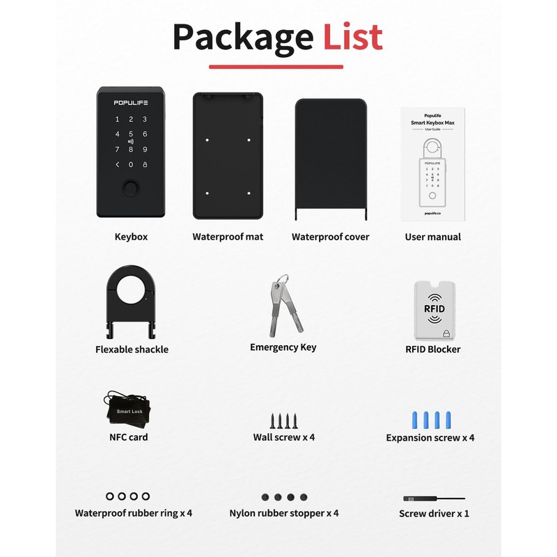 Smart Fingerprint Lock Box for Keys with Code, Wireless Remote