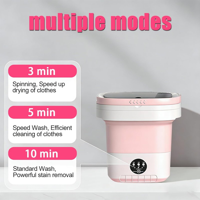 Mini Portable Washing Machine for Small Pet Clothes,Foldable Washer,Detachable Spin-Dry