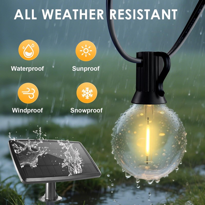 Yusist 120FT Solar String Lights Outdoor Waterproof with Remote, G40