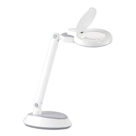 OttLite LED Space-Saving Magnifier Desk Lamp with Optical-Grade Magnification (White)