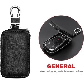 Funda para Llave de Coche, Funda de Piel, Llavero Inteligente de Coche, Soporte de Gancho para Llavero con Cierre para Llave de Control Remoto (Negro)