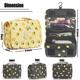 L&FY - Neceser de viaje para mujer, bolsa de artículos de cambiador de tamaño de viaje con gancho, organizador de maquillaje cosmético, bolsa de viaje para artículos esenciales, accesorio de baño, Amarillo limón, Una talla, A la moda
