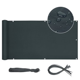 Sekey Balcony Privacy Screen, Balcony Cover, 90 x 400 cm, Balcony Privacy Screen, Balcony Cladding, Oxford with Nylon Cable Ties, Opaque, Waterproof, Wind Protection, Anthracite