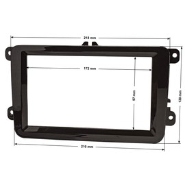 Double DIN Facia Adaptor for VW Golf 5 + 6, Touran, Passat 3 °C, Caddy, EOS, SKODA OCTAVIA, Black Glossy
