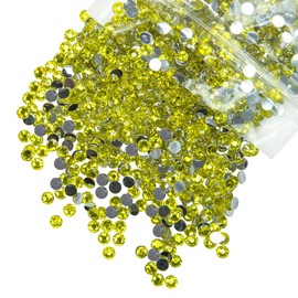 qiipii 3000PCS 4mm Lemon Yellow Crystal Resin Rhinestones for Crafting Yellow Flatback Stones Bulk SS16 Non-Hotfix Diamonds Crystals Gems Charms for Nails Face Eyes Makeup Tumblers Bottles DIY Crafts