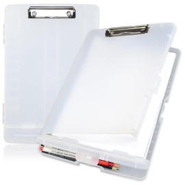 Marte Vanci Clipboard with Storage, Plastic Nursing Clipboard Folder with Pen Holder Heavy Duty Portable A4 File Storage Folder Box Writing Clip Board for School Office Work Medical Personnel White