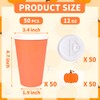 50Pcs Fall Disposable Coffee Cups with Lids and Sleeves Pumpkin