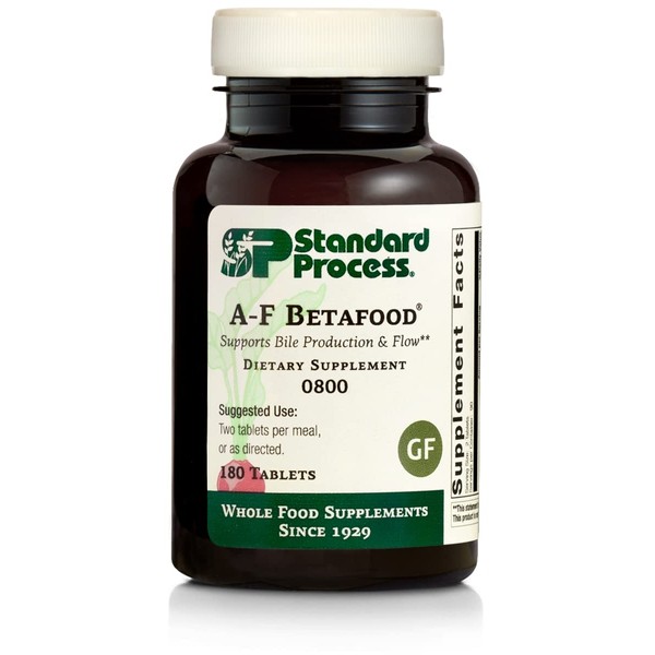 Standard Process A-F Betafood - Gluten-Free Liver Support, Cholesterol Metabolism, and Gallbladder Support Supplement with Vitamin A, Iodine, Vitamin B6-180 Tablets
