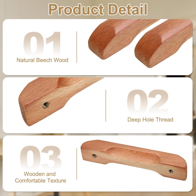sourcing map 6Pcs Wood Drawer Pulls Handles, 96mm/3.8" Hole Spacing