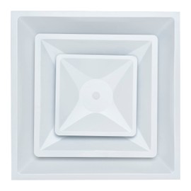 Fits 24x24 Steel T-Bar Drop Ceiling Grid | 2x2 Feet Lay in Steel Air Supply Diffuser with Round 8" [Neck Size] by Handua | 2 Cone | Drop Celing Vent | White | Outer Dimension: 23-3/4" x 23-3/4"