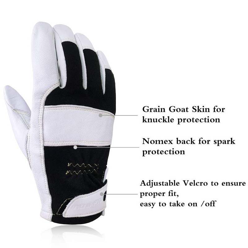 Intra-FIT TIG Welding Gloves, Premium Grain Goatskin, Spark-resistant Nomex Back,