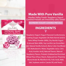 Hayden Valley Foods Raspberry Yogurt Covered Pretzels - 5oz Resealable Bags (Pack of 3) - No Artificial Flavors, Preservatives or Colors
