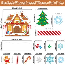 Christmas Gingerbread Bulletin Board Decoration Winter Gingerbread Bulletin Board Set Xmas Holiday Gingerbread House Candy Snowflake Cutouts for School Classroom Blackboard Wall Decor