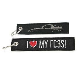 Rotary13B1 I LOVE MY FC3S - RX-7 Silhouette Key Chain Jet Tag 1 inch x 5 inches Black