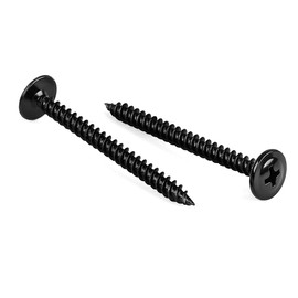 #10 x 1-1/2" Wood Screws Truss Head Fast Self Tapping Screws, Black Finish, Alloy Steel, 100 PCS