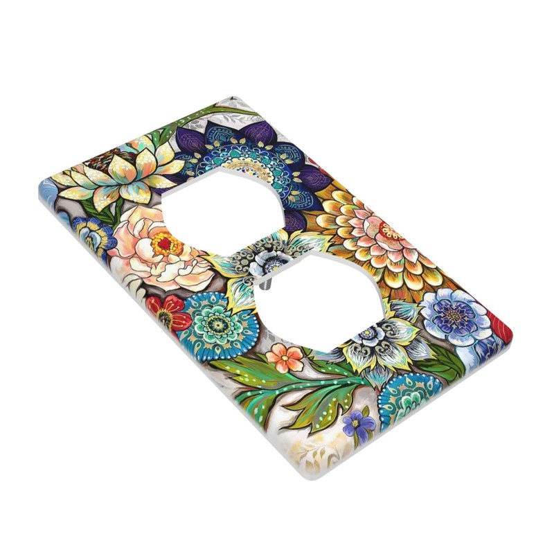 Boho Floral Botanical Mandala Decorative Outlet Cover Single Duplex Light