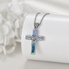 YAFEINI Moonstone Cross Necklace for Women 925 Sterling Silver Filigree
