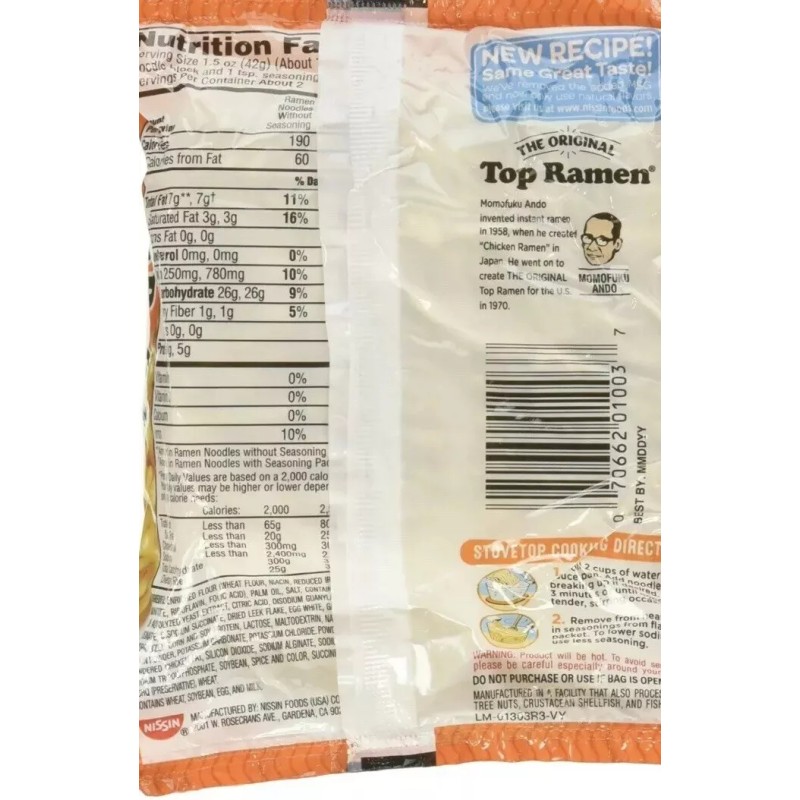 Nissin 1 Ea 5 Pack Nissin Top Ramen Noodle Soup