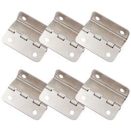 6 Pcs Half-Surface Hinges - Offset Door Hinge Chest Hinges, Semi-Concealed Three Fold Retro Shutter Hinge for Door, Cabinet, Furniture Hardware [Silver]